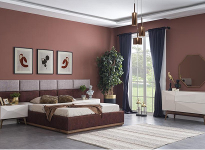Modern bedroom furniture Complete Furnishings Design Bed 2x Bedside tables